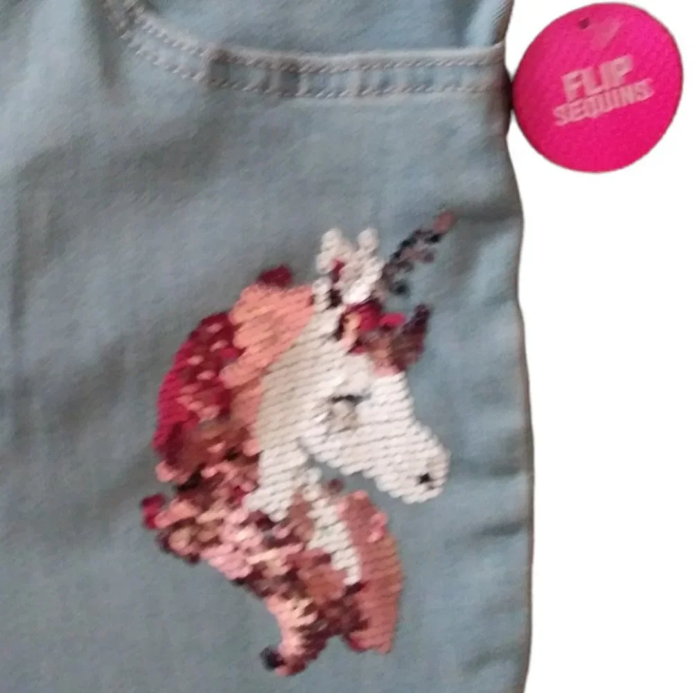NWT! The Children's Place Super Skinny Sequin Glitter Unicorn Jeans Size…